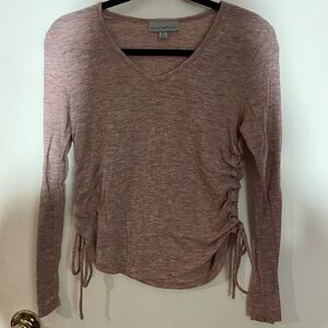 12 Thompson Macys Top Size XS Pink Long Sleeve V Neck Side Tie Pullover Women